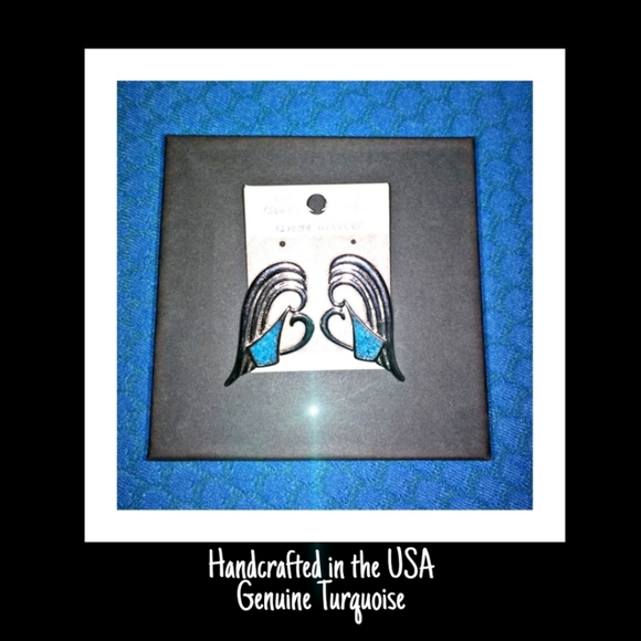 VINTAGE GENUINE Turquoise Earrings NEW OLD STOCK - Picture 2 of 8